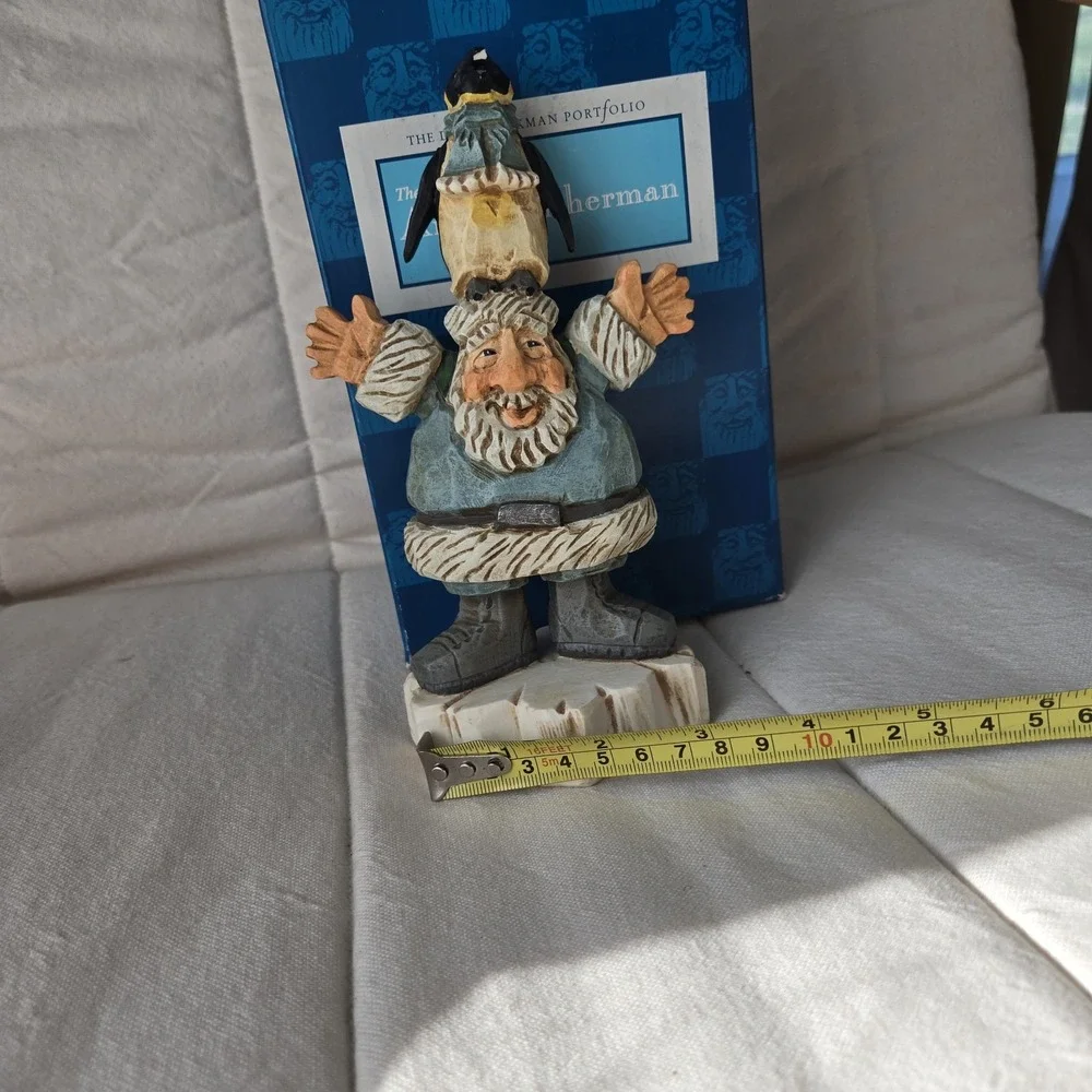 Vintage David Frykman Arctic Fisherman Penguin Figurine. Read